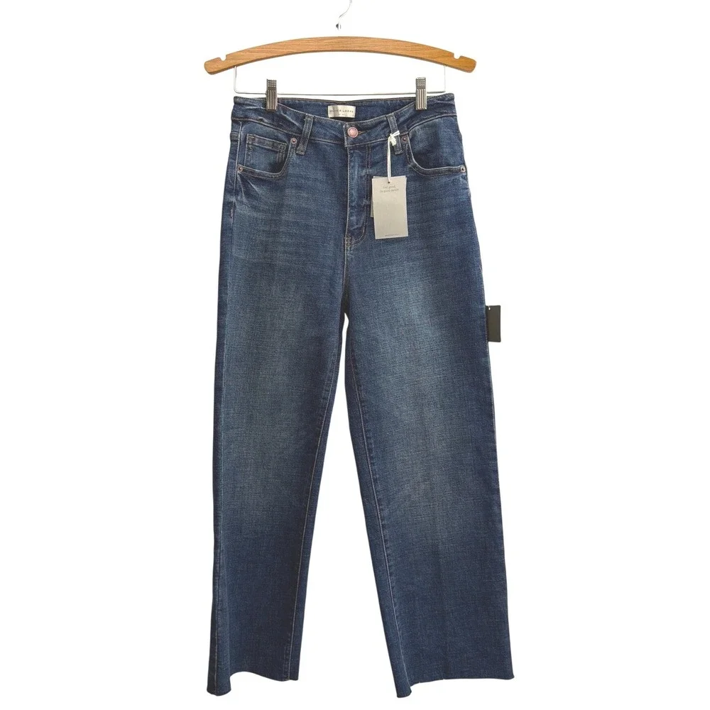 Oliver Logan Aberdeen High Rise Straight Leg‎ Jeans Blue Raw Hem Size 6/28 NEW